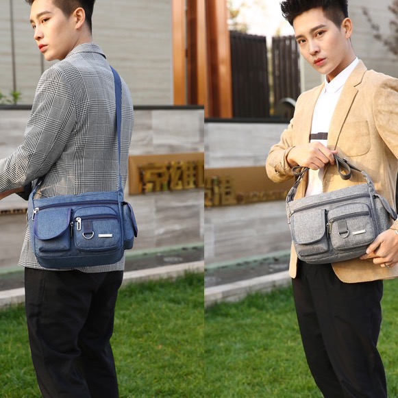 多隔層復古休閒工作斜背包-細節圖7