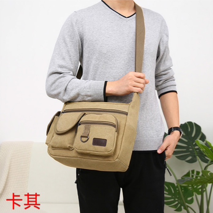 多功用多隔層復古休閒外出斜背包-細節圖5