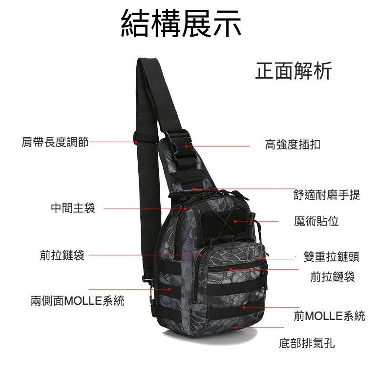 防水大容量迷彩户外登山便騎車多格層胸包-細節圖2