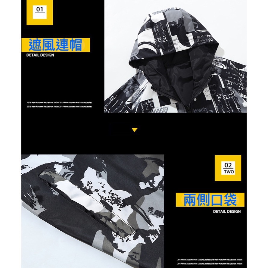 【40~120KG】大碼帥氣迷彩雙面穿防風外套-細節圖3