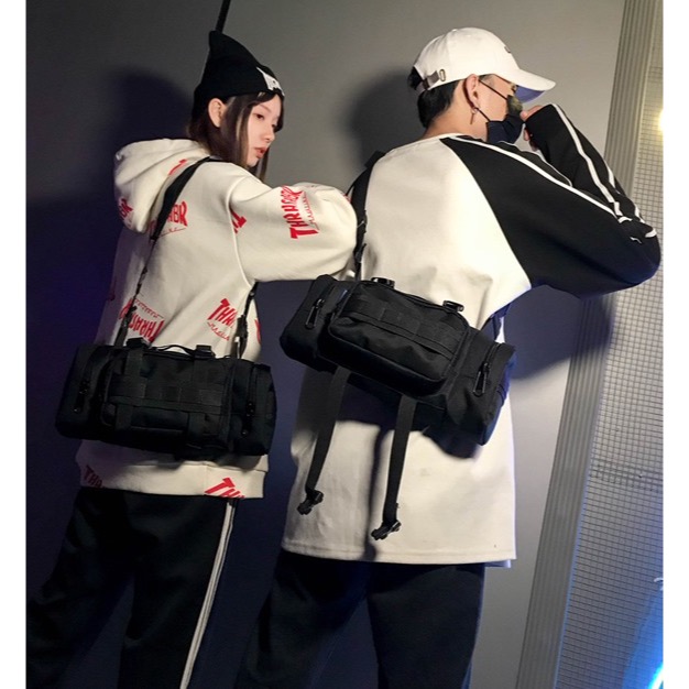 多隔層情侶休閒運動純色百搭戰術胸包-細節圖6