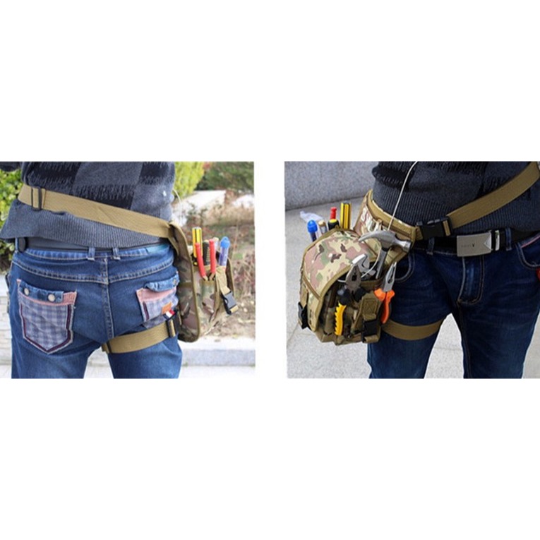 防水耐刮多格層登山釣魚工作迷彩戰術腿包-細節圖7