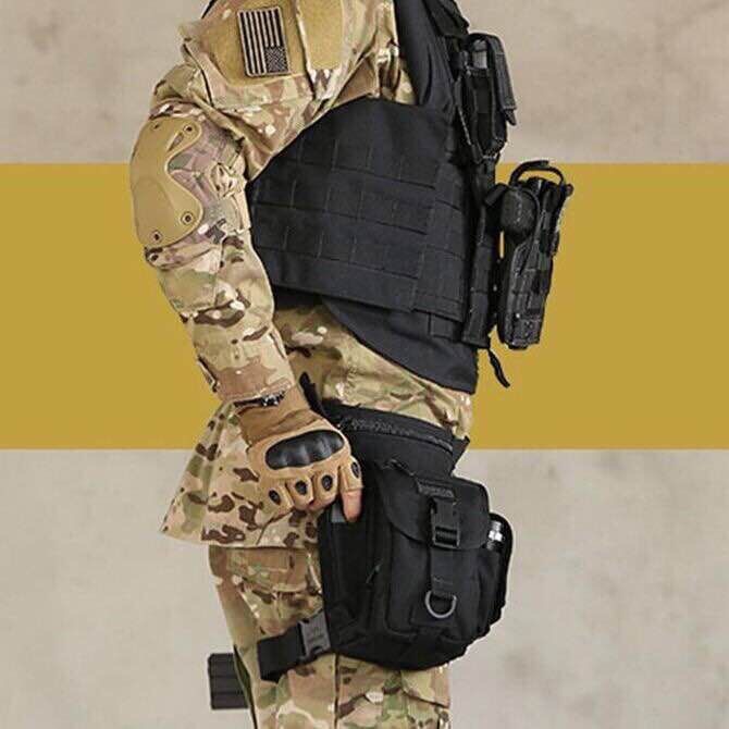 防水耐刮多格層登山釣魚工作迷彩戰術腿包-細節圖8