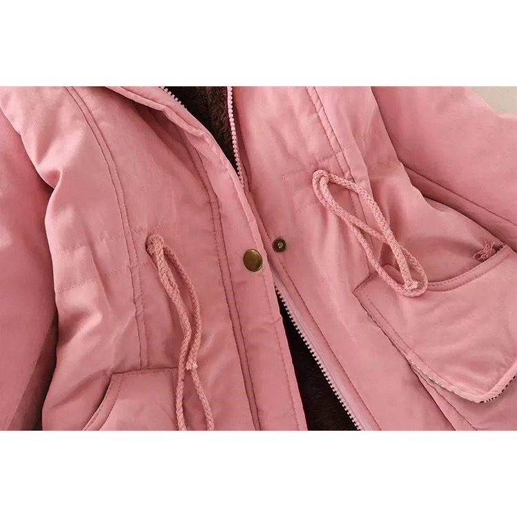 日韓秋冬內刷毛腰部綁帶修身顯瘦保暖外套-細節圖7