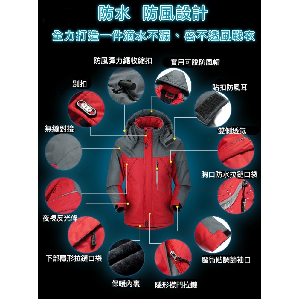 【45~105KG】防水防風加厚刷毛抗寒保暖外套-細節圖2