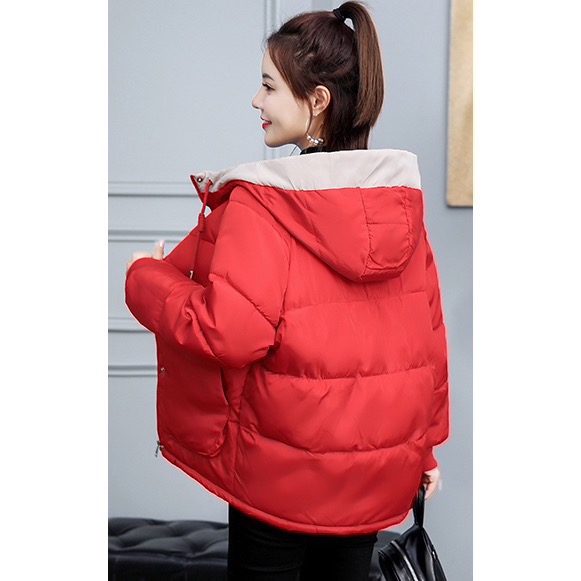 冬季拼接活潑甜美連帽保暖羽絨棉外套-細節圖5