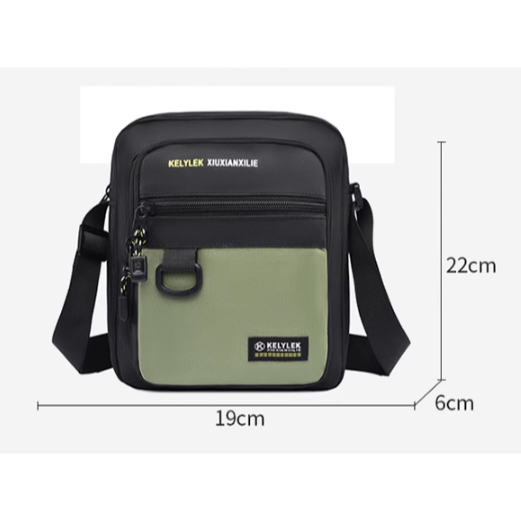 拼接色三隔層潮流外出側背包-細節圖4