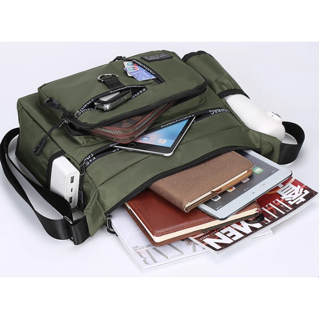 九格層防水簡約休閒外出側背包-細節圖2