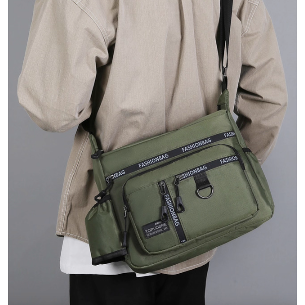 九格層防水簡約休閒外出側背包-細節圖7