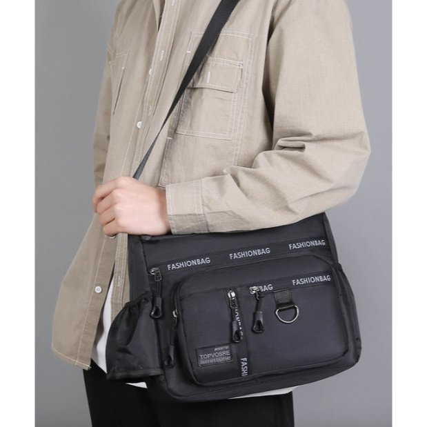 九格層防水簡約休閒外出側背包-細節圖8