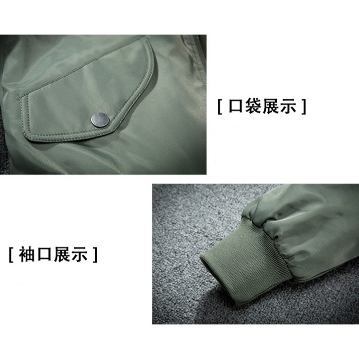 【40~130KG】春秋大碼軍風帥氣飛行外套-細節圖3