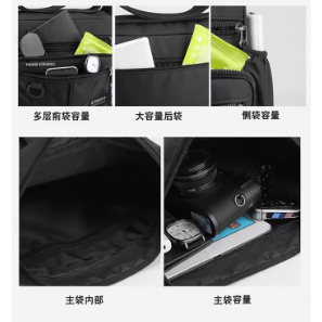 八格層防水拼接潮流側背包-細節圖3