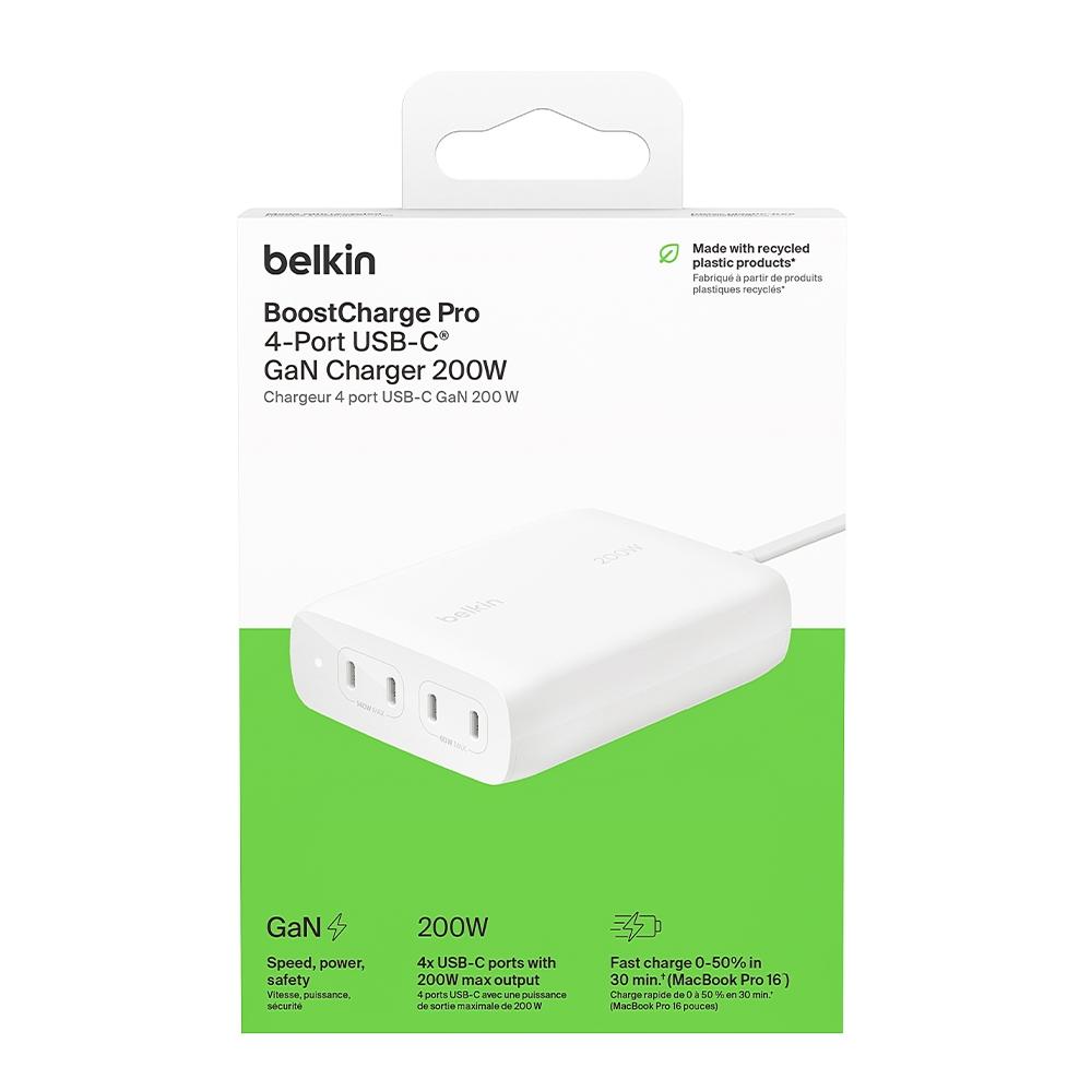 Belkin BoostChargePro4連接埠 USB-C GaN充電器200W(WCH015dqWH)-細節圖2