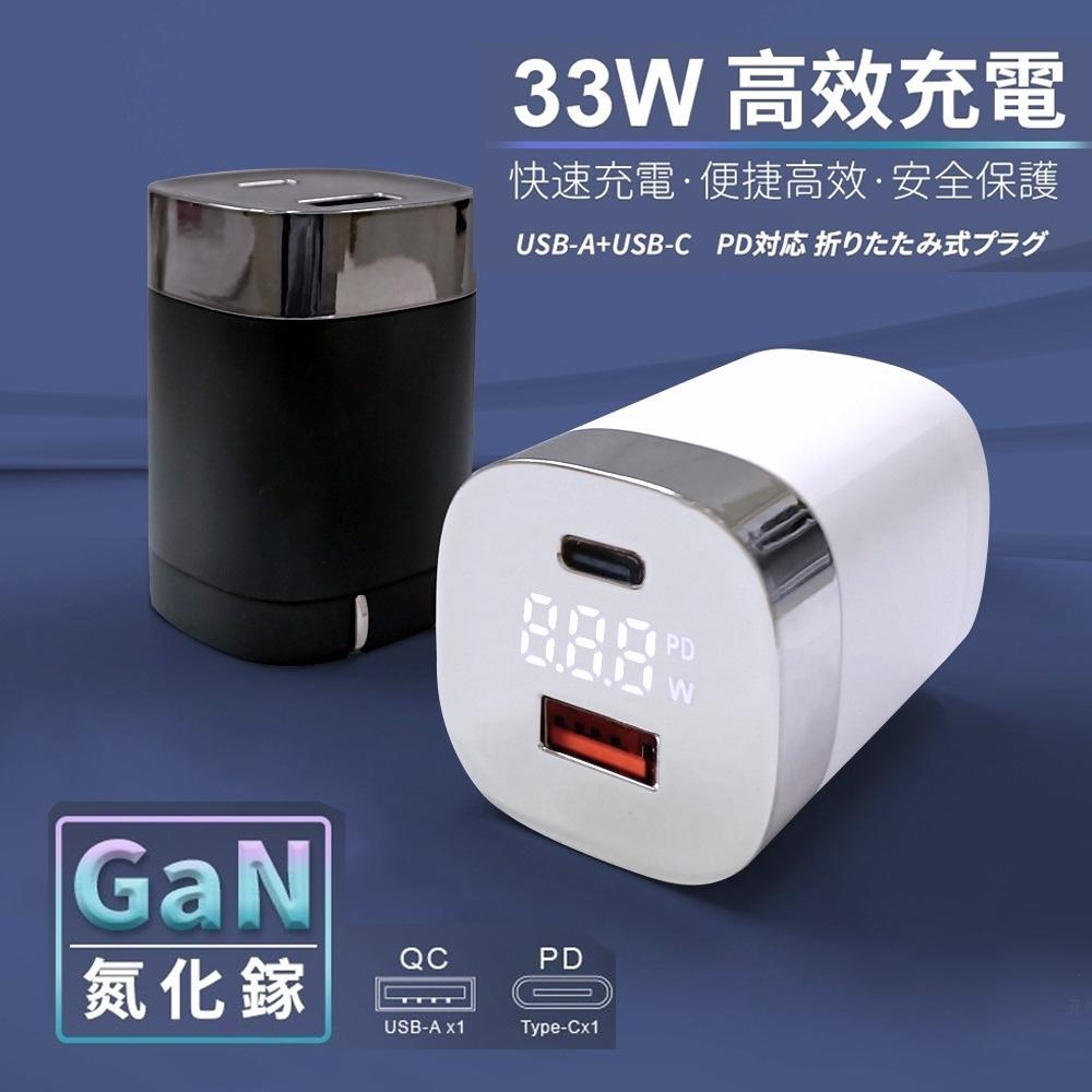 HPower 33W氮化鎵 液晶顯示 雙孔PD+QC 手機快速充電器(台灣製造)-細節圖2