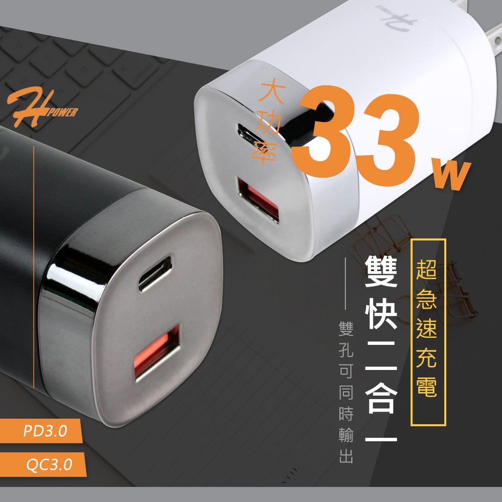 HPower 33W氮化鎵 液晶顯示 雙孔PD+QC 手機快速充電器(台灣製造)-細節圖4