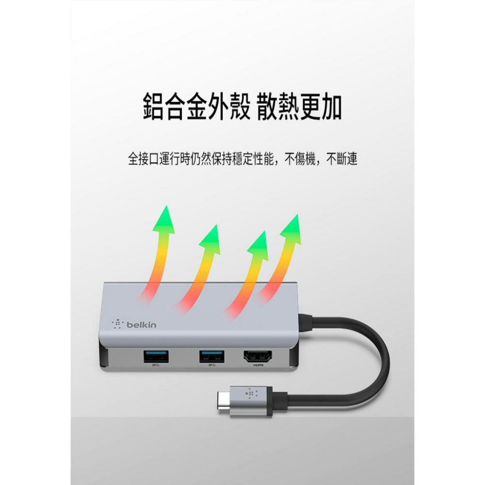 Belkin USB-C 5合1多媒體集線器 轉換器 SD卡插槽 MicroSD卡槽 USB-A 3.1 4K HDMI-細節圖7