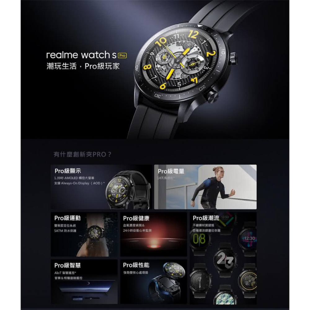 realme Watch S Pro 健康血氧偵測智慧手錶 福利品 拆封品-細節圖4