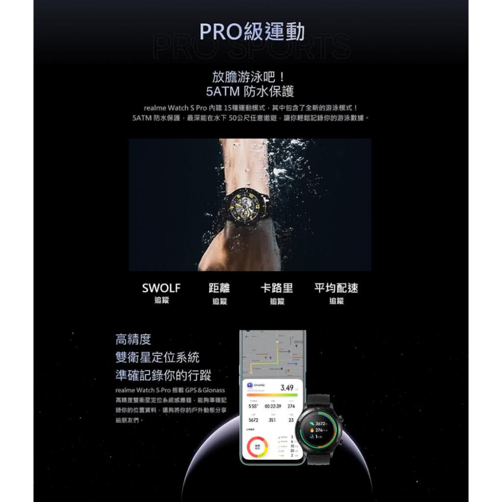 realme Watch S Pro 健康血氧偵測智慧手錶 福利品 拆封品-細節圖5