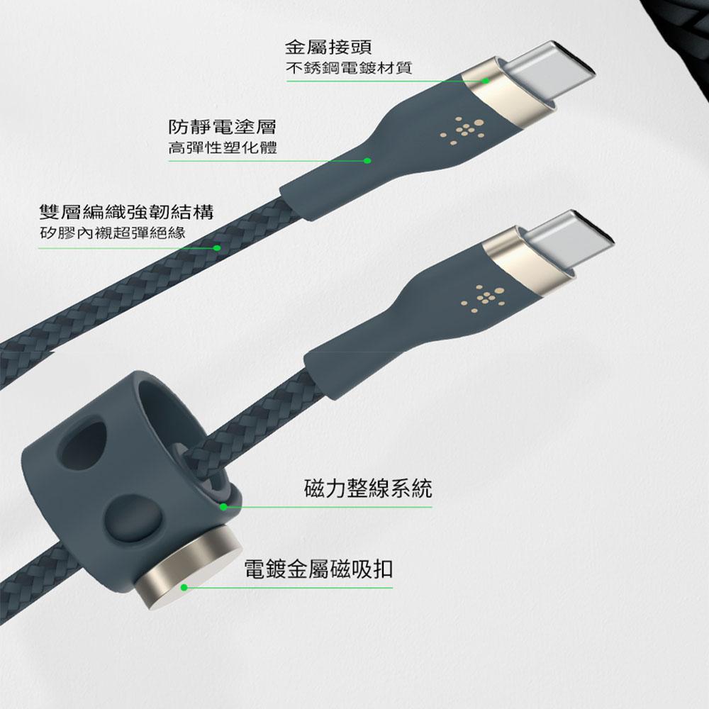 Belkin BOOST↑CHARGE PRO Flex USB-C轉USB-C 傳輸線(1M)CAB011bt1充電線-細節圖6