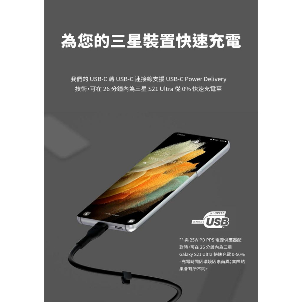 Belkin BOOST↑CHARGE Flex USB-C 轉 USB-C 傳輸線(1M)充電線CAB009bt1M-細節圖5