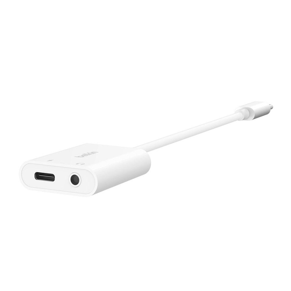 Belkin RockStar 3.5mm 音頻+USB-C充電轉接器(白)USB-C連接 NPA004btWH-細節圖3
