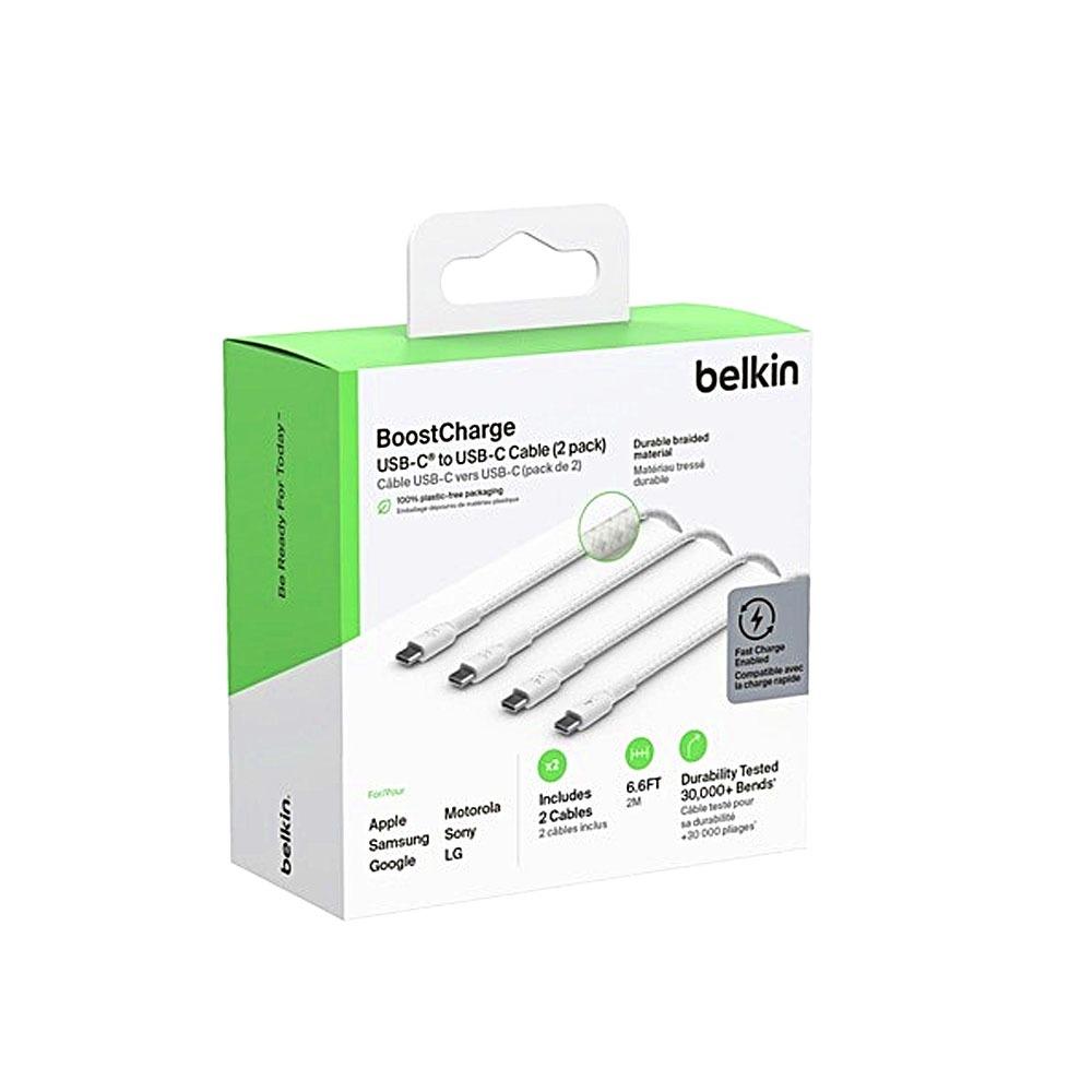 Belkin 60W PD快充+USB C傳輸 編織線 2m (限定款2入組)超長款-白 CAB004bt2MWH2PK-細節圖4