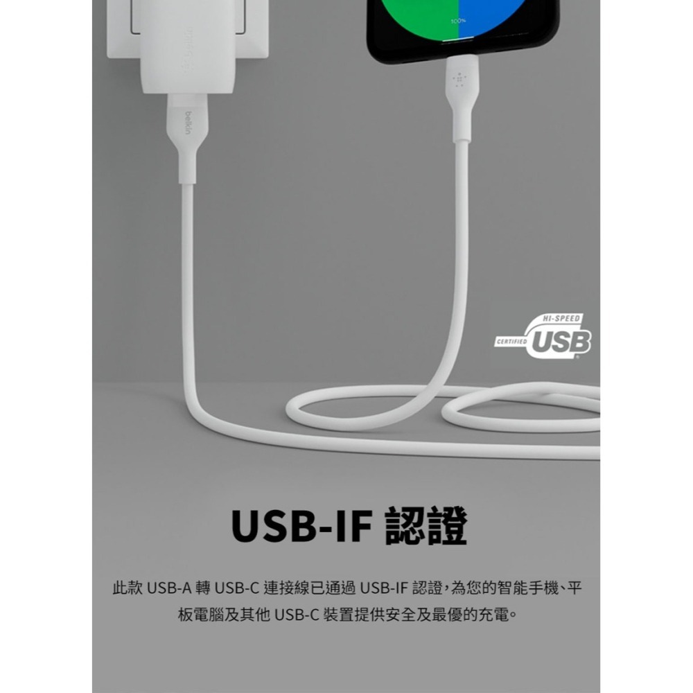 Belkin BOOST↑CHARGE Flex USB-A to USB-C 傳輸線(1M)CAB008bt1-細節圖5