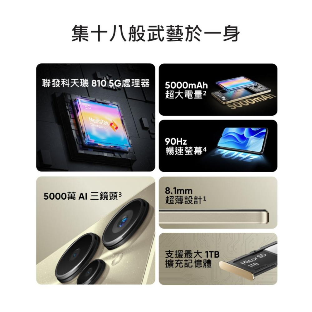 Realme 9i 5G (6G/128G)光澤金|搖滾黑 搖滾新星智慧手機 全新機-細節圖3