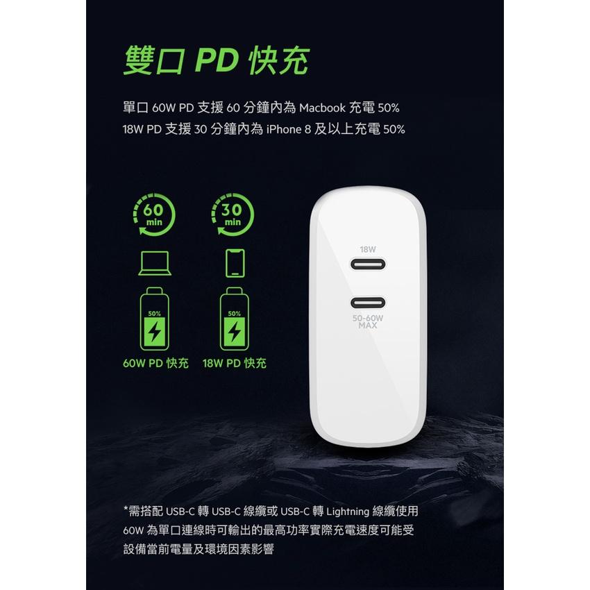 Belkin GaN氮化鎵 68W充電器(50W+18W) Type-C 雙PD旅充頭 WCH003dqWH-細節圖5