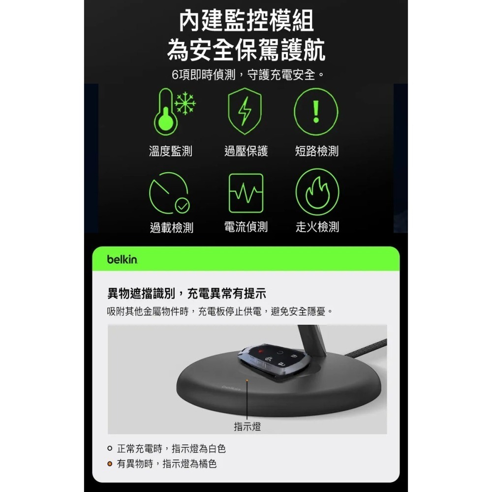 Belkin BoostCharge Pro Qi2 3合1無線充電座 15W (WIZ023)-細節圖11