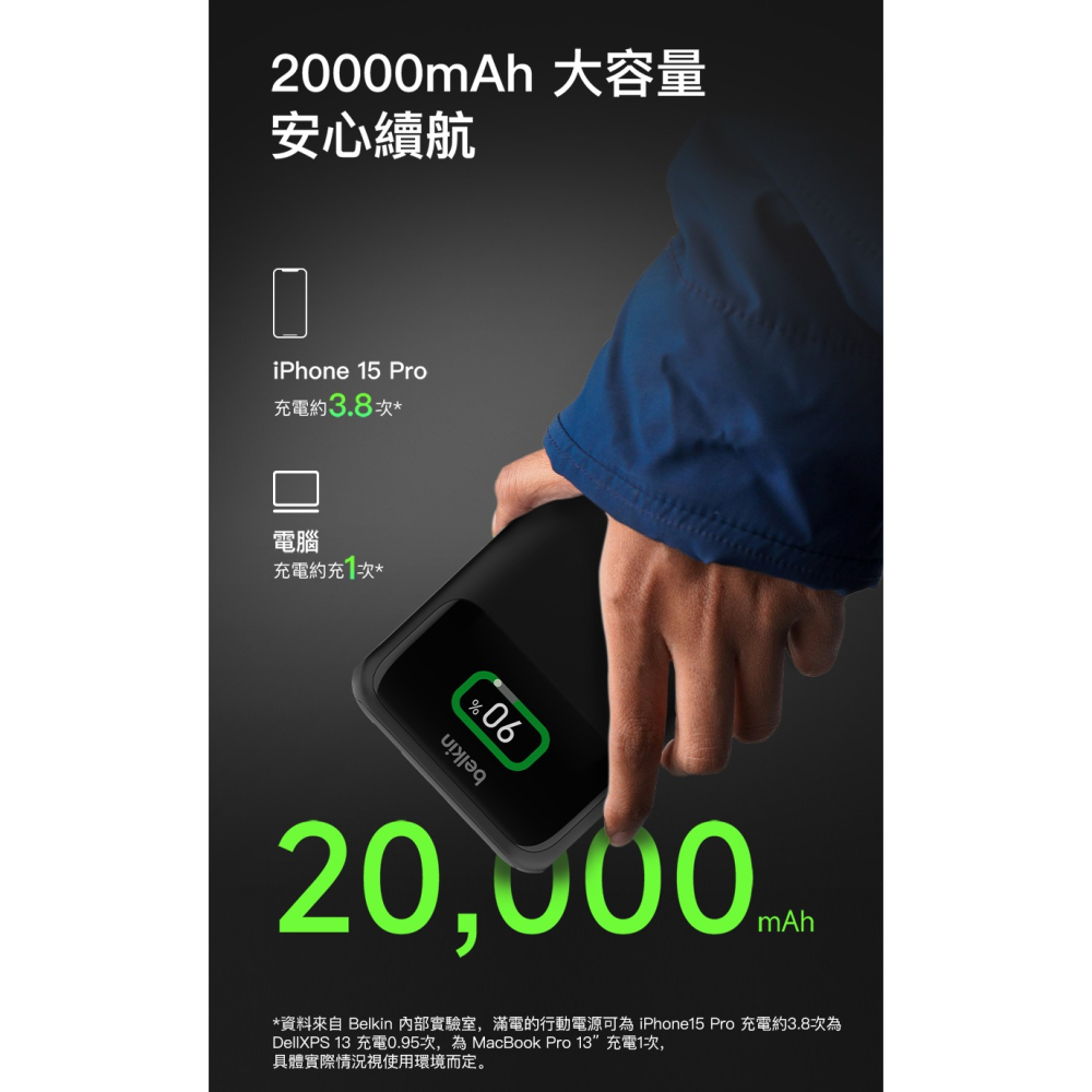 Belkin BoostCharge Pro 筆記型電腦 65W 行動電源 20K BPB020-細節圖5