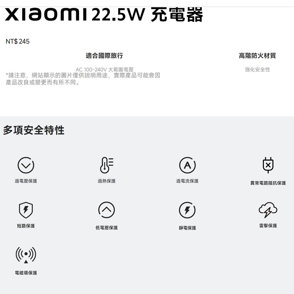 小米 Xiaomi 22.5W 充電器 旅充頭 充電頭 快充頭-細節圖2