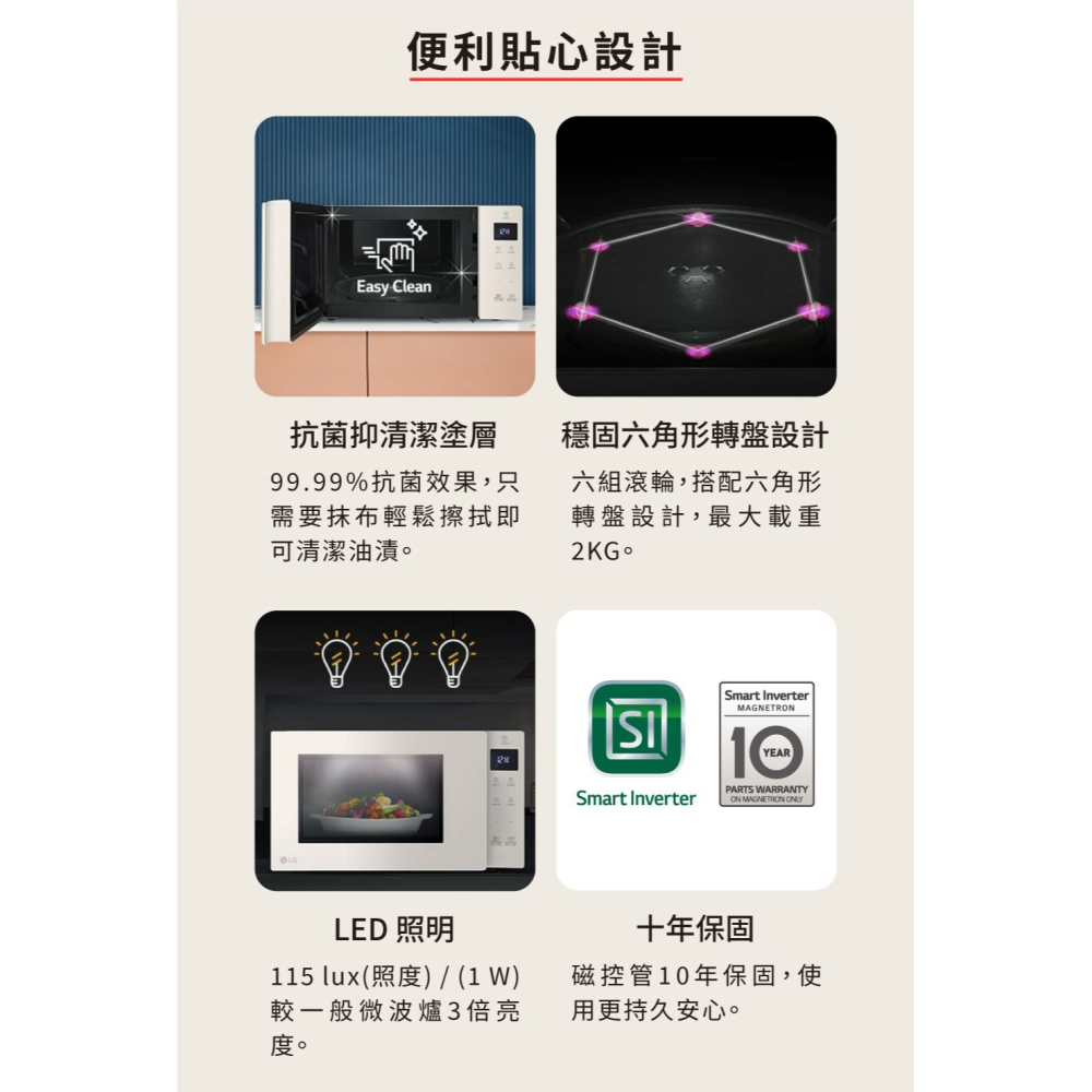 LG 樂金 25L 智慧變頻 微波爐 (MS2535GIK) (霧米色)-細節圖7