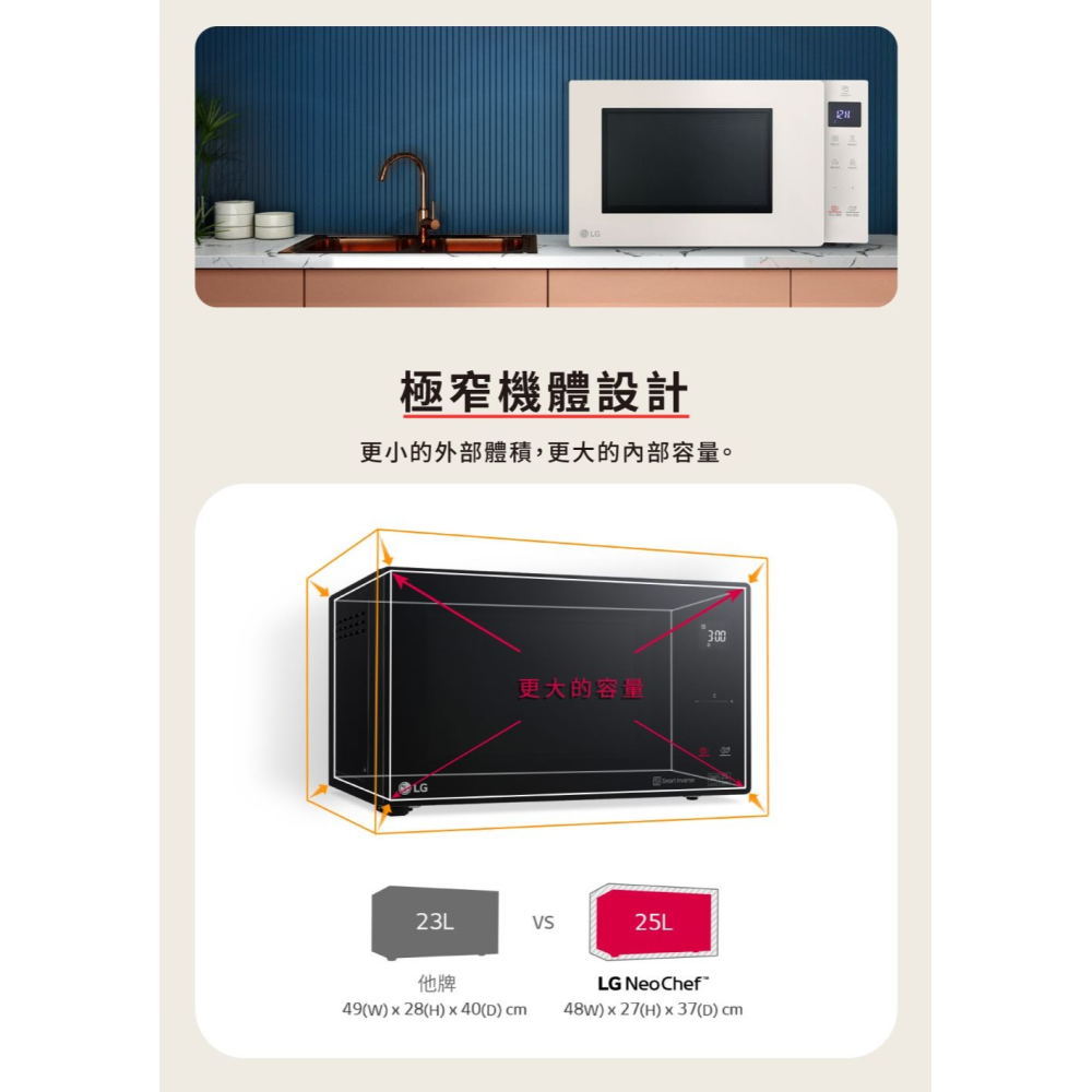 LG 樂金 25L 智慧變頻 微波爐 (MS2535GIK) (霧米色)-細節圖8