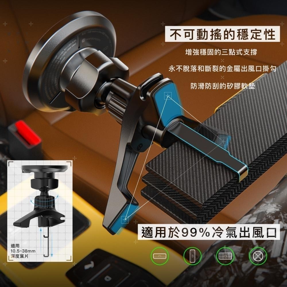 PQI〔WCS15W-A1〕15W MagSafe 磁吸無線充電車載支架-細節圖4