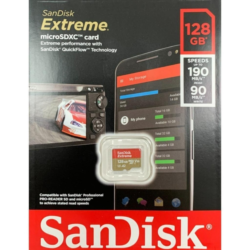 SanDisk 128G  microSDXC Extreme 4K U3 A2 手機,行車紀錄器專用記憶卡-細節圖2