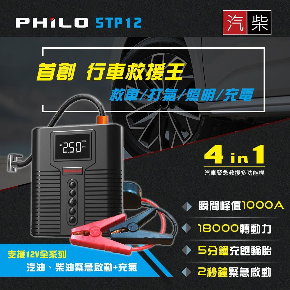 【Philo 飛樂 STP12】 多功能12000mAh大容量 汽柴油救車電源+打氣機 加贈專用收納包-細節圖3