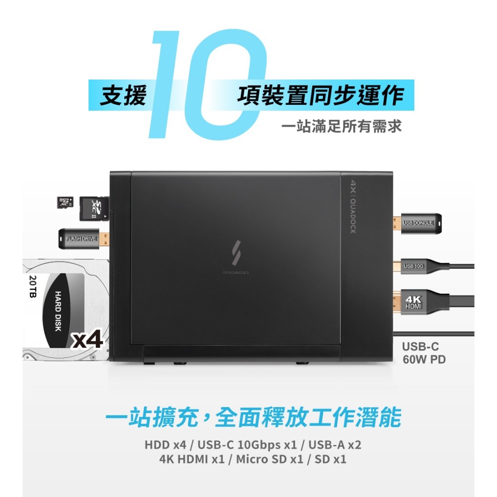 PROBOX 最強4層式集線RAID磁碟陣列硬碟儲存工作站｜HFR7-SU31CD  一線整合儲存/充電/週邊擴充-細節圖3