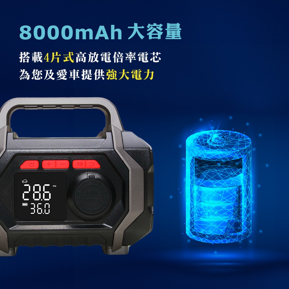 A-mego AHS-608 六合一全能救援王 救車 × 打氣 × 抽氣 × 吹氣 × 充電 × 照明｜手提式多功能機-細節圖7