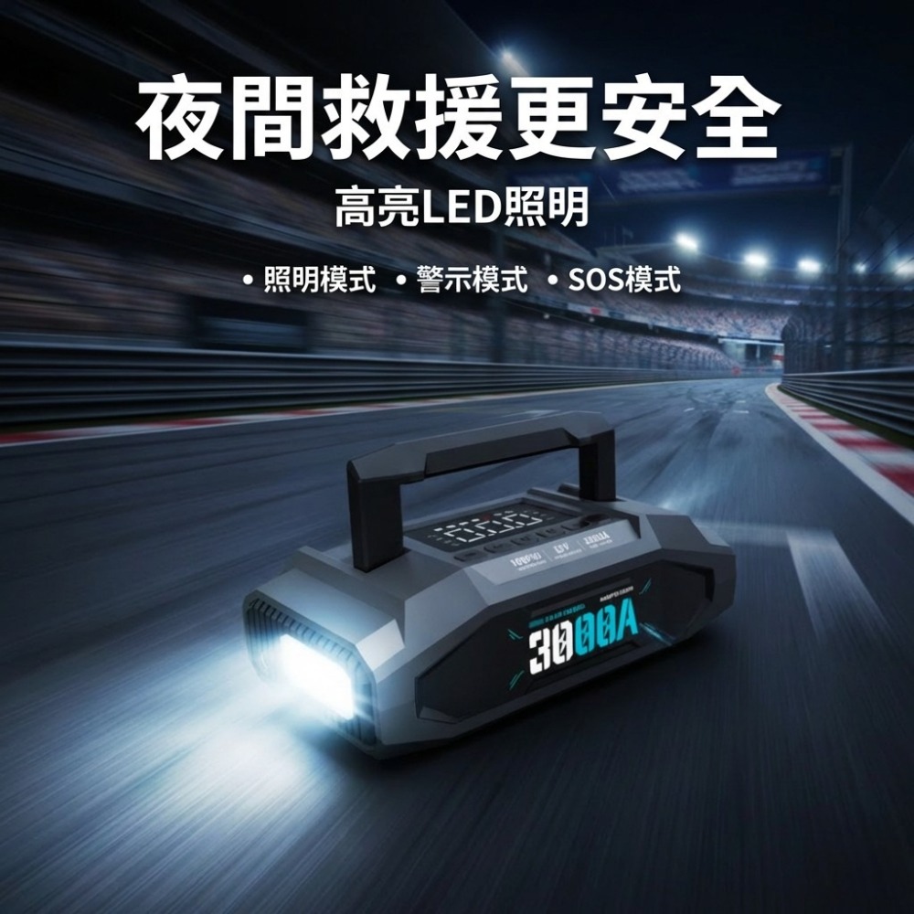 A-mego AHS-808｜賽道黑曜版 20000mAh 4in1 旗艦級｜25mm大氣缸極速打氣・強悍救車電霸-細節圖10