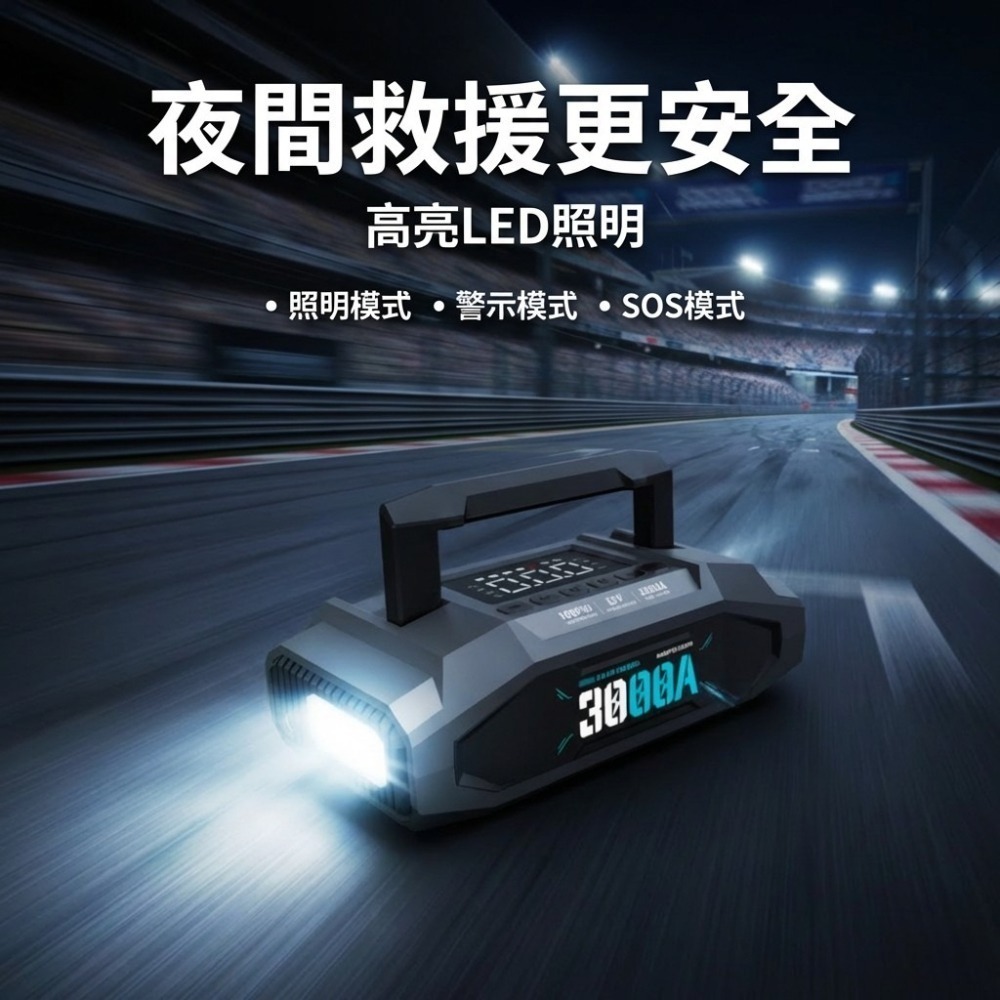 A-mego AHS-808｜賽道黑曜版 20000mAh 4in1 旗艦級｜25mm大氣缸極速打氣・強悍救車電霸-細節圖10