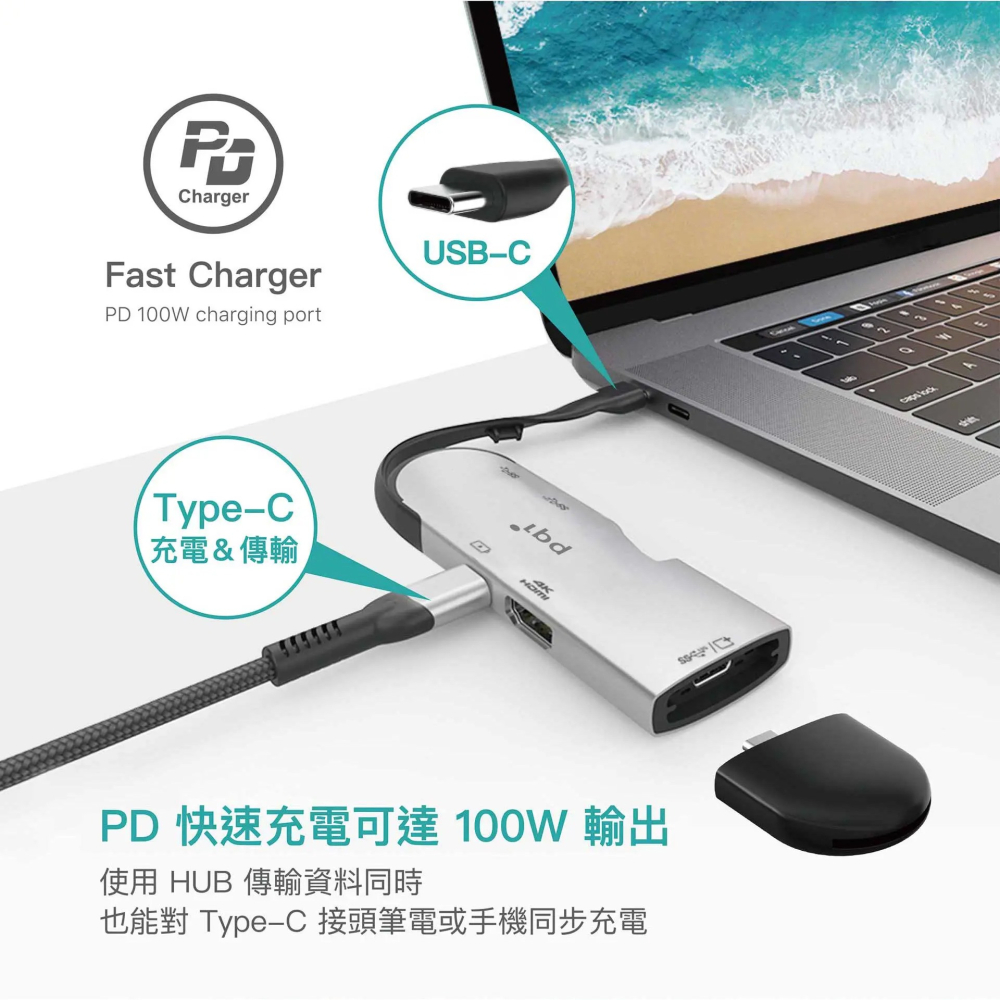 【PQI】5合1 雙USB-C 多功能集線器｜10Gbps｜4K 60Hz HDMI｜PD快充｜可拆式SD讀卡機-細節圖5