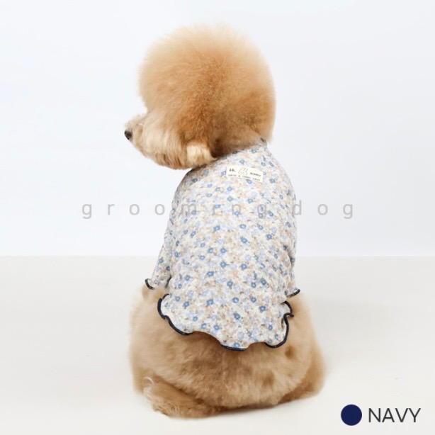 藍色碎花荷葉邊薄款上衣-規格圖2