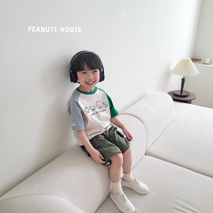 韓國 PEANUTS 恐龍插畫拼色上衣-細節圖2