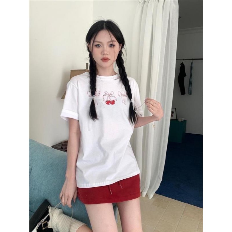 韓國 Chuu Chuu 櫻桃蝴蝶結寬鬆T-細節圖4