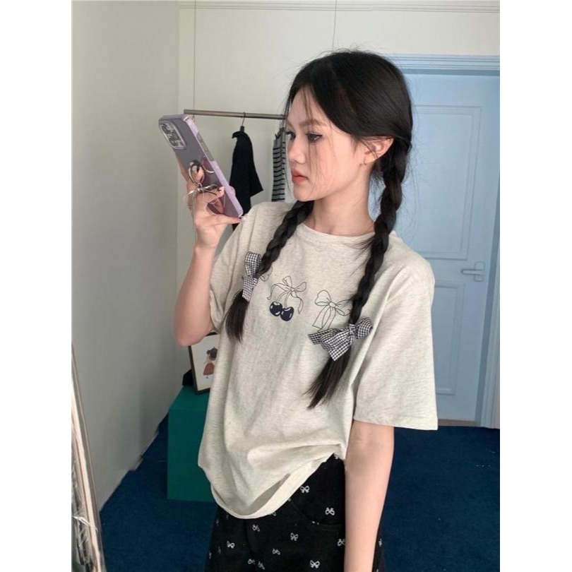 韓國 Chuu Chuu 櫻桃蝴蝶結寬鬆T-細節圖7