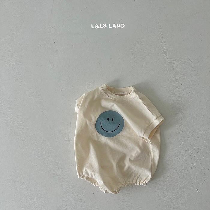 韓國 Lalaland 笑臉短袖包屁衣-細節圖2