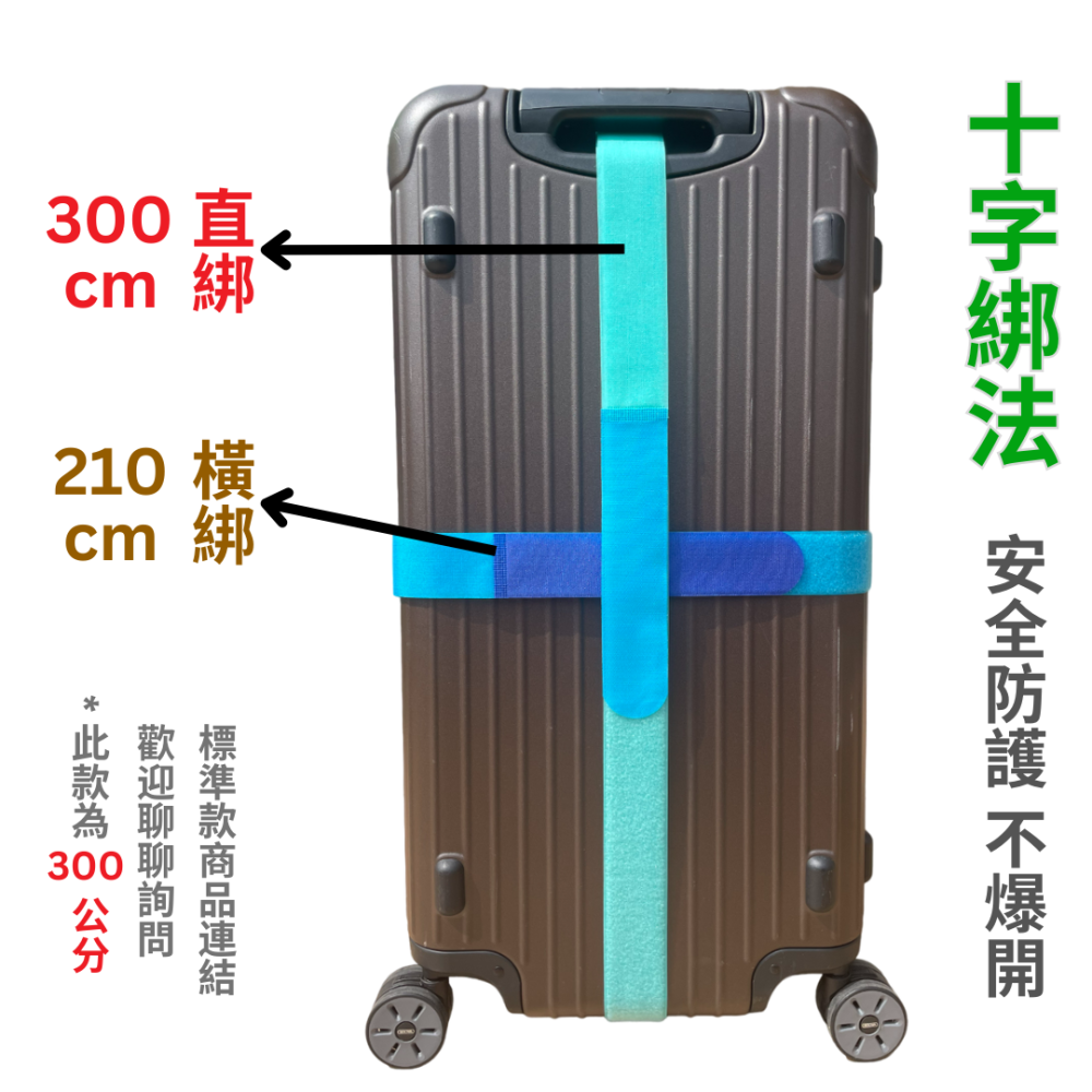 【悠悠趣】特長束帶 胖胖箱行李束帶 300公分 魔鬼粘束帶 貨物綑綁帶 棧板固定帶 32吋行李箱綁帶 加長黏扣帶 行李帶-細節圖3