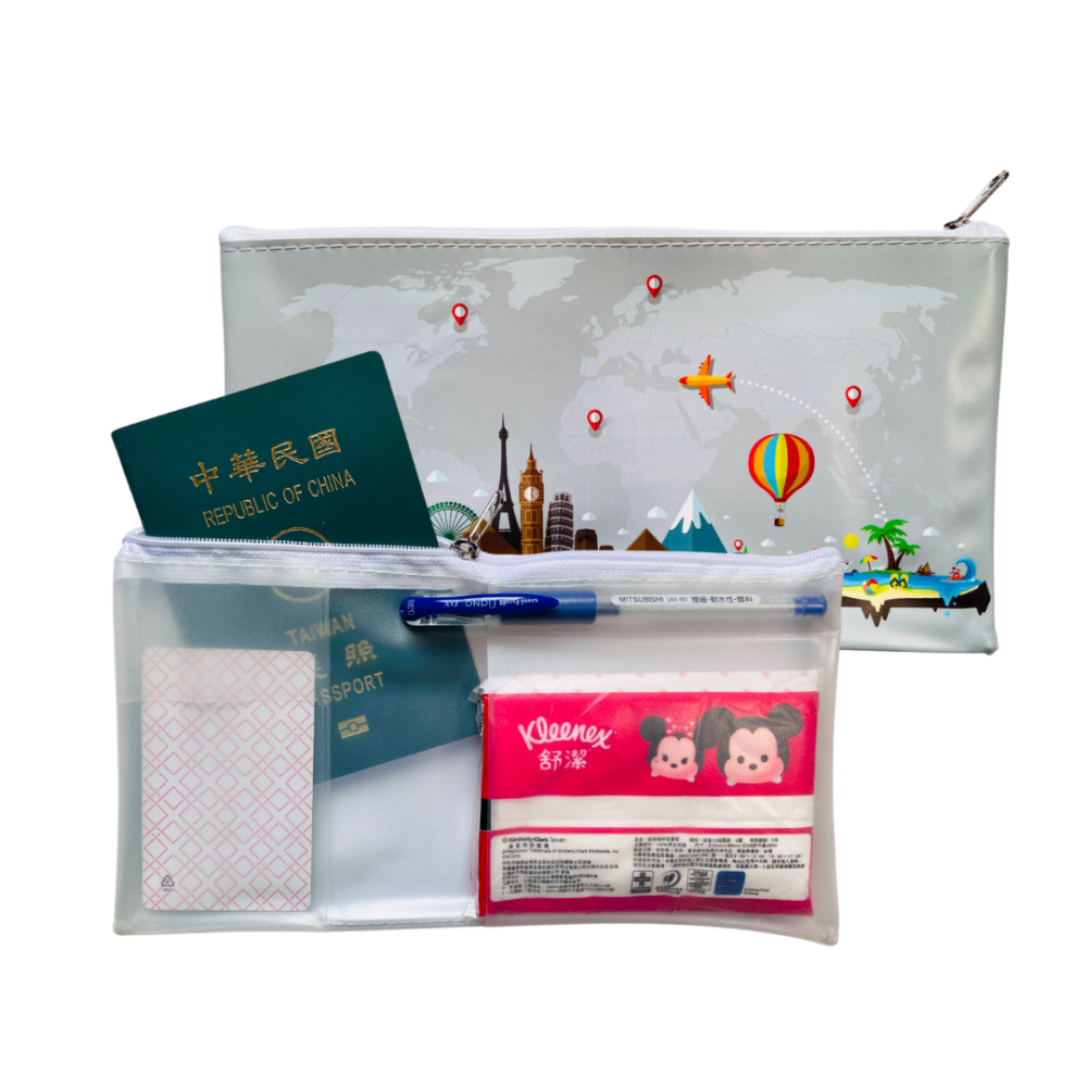 【悠悠趣】旅遊收納袋 臺灣製造 彩圖拉鍊袋 資料袋 尼龍拉鍊袋 文具袋 旅行收納包 機票護照收納包 筆袋 旅遊用品-細節圖2