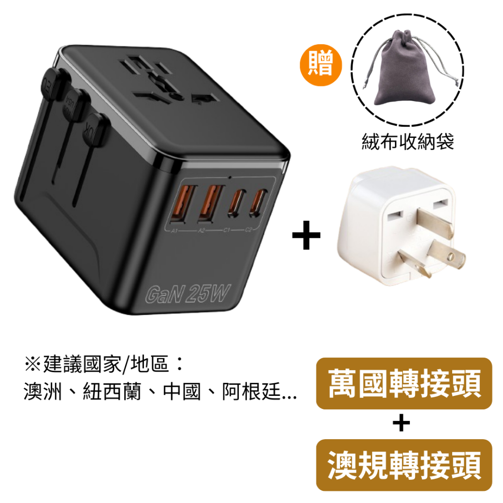 【悠悠趣】留學/出差外派/遊學轉接頭 💰自由配組合包 萬國轉接頭+英規/澳規/歐規大圓/歐規小圓純銅轉接頭 25W快充-規格圖9